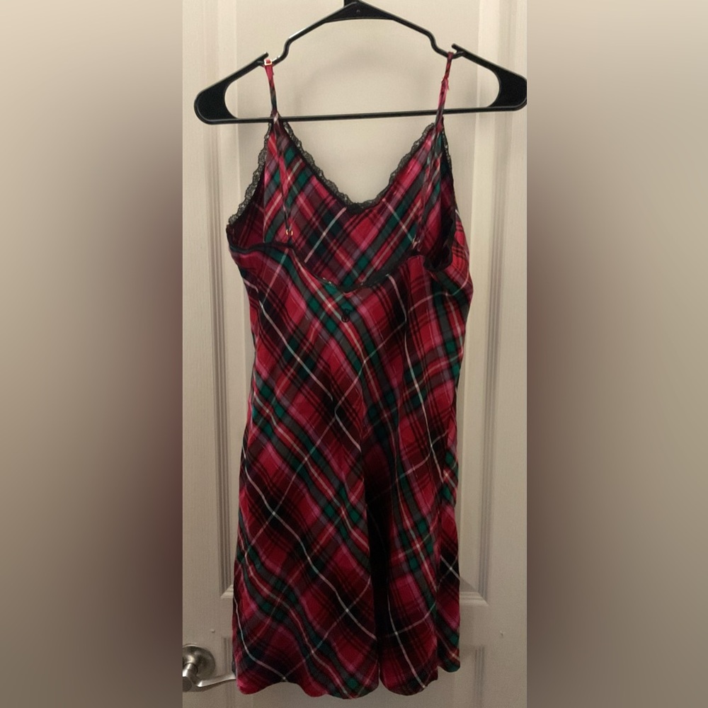 Victoria's Secret Plaid Pajama Nightgown/Slip Dress with a hint of shimmer - Picture 4 of 7